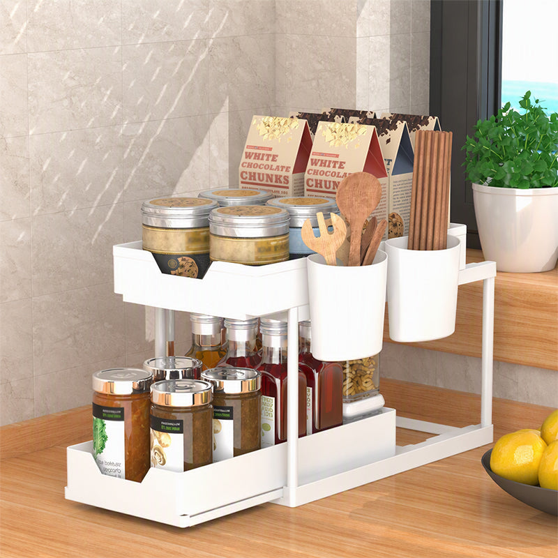 🏠✨ Ausziehbarer Spülenunterschrank Organizer – 2-stufiges Küchenregal für mehr Ordnung unter der Spüle