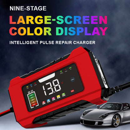 🔋🚗 9-stufiges Batterieladegerät mit LCD-Display – Intelligentes Kfz-Ladegerät mit Touch-Bedienung und Speicherfunktion
