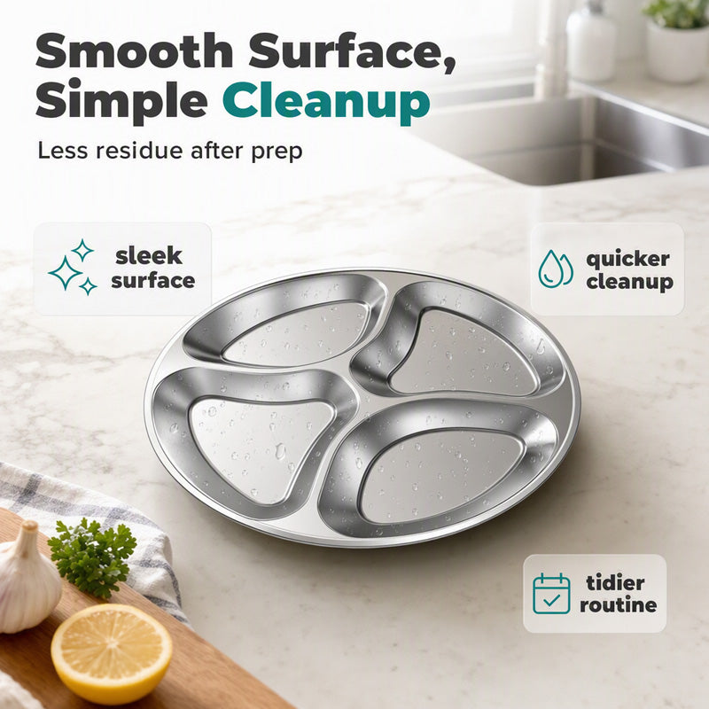 4-Compartment Prep Plate for Kitchen Organization