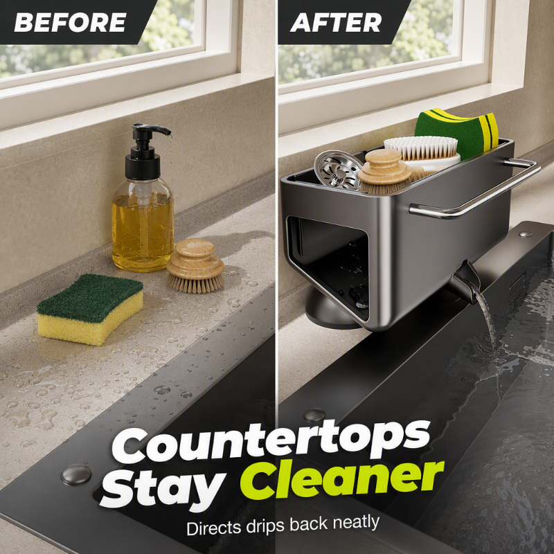 Stainless Steel Kitchen Sink Suction Cup Organizer