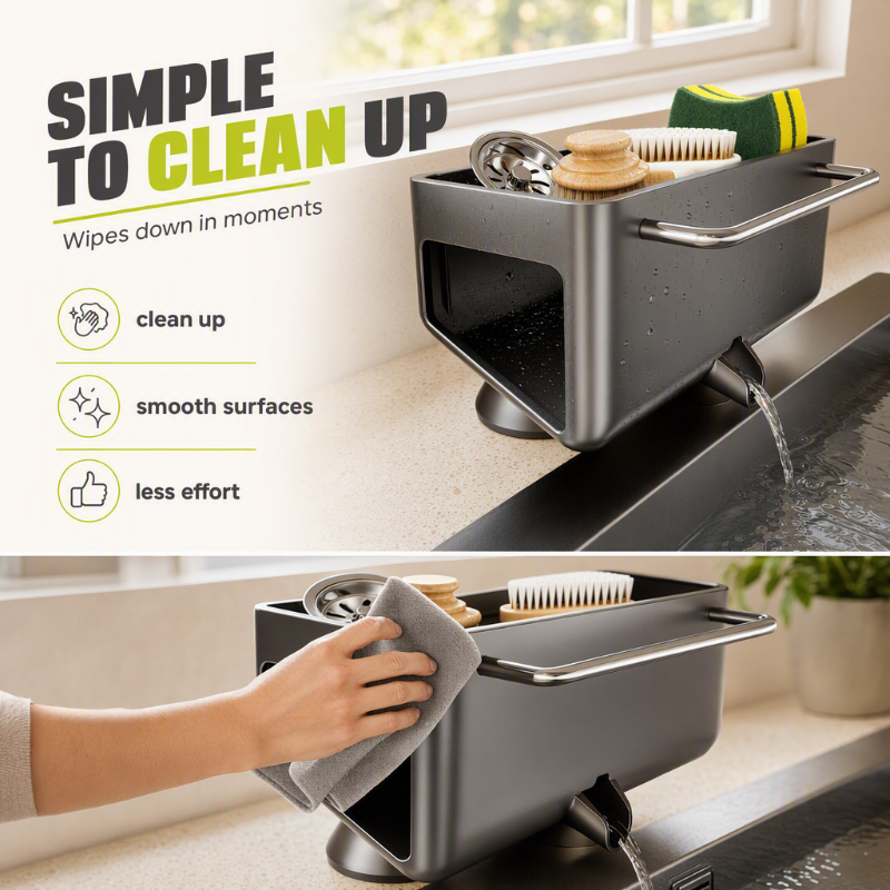 Stainless Steel Kitchen Sink Suction Cup Organizer