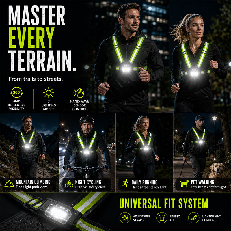 🏃‍♂️ Brustlauflicht – USB wiederaufladbare LED Lauflampe mit Warnlicht, 500 Lumen & wasserdicht für Nachtläufe, Joggen & Outdoor