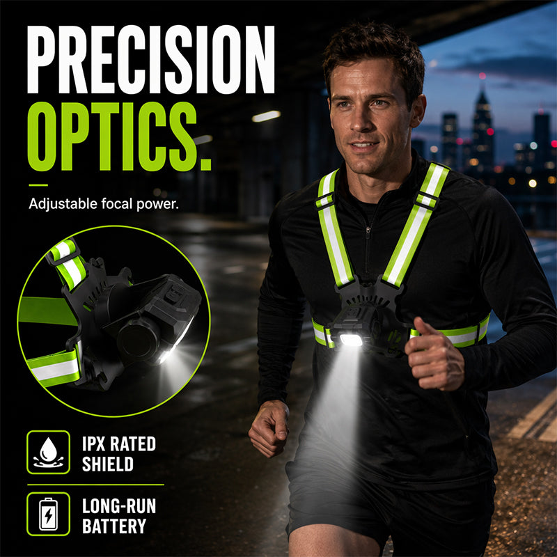 🏃‍♂️ Brustlauflicht – USB wiederaufladbare LED Lauflampe mit Warnlicht, 500 Lumen & wasserdicht für Nachtläufe, Joggen & Outdoor