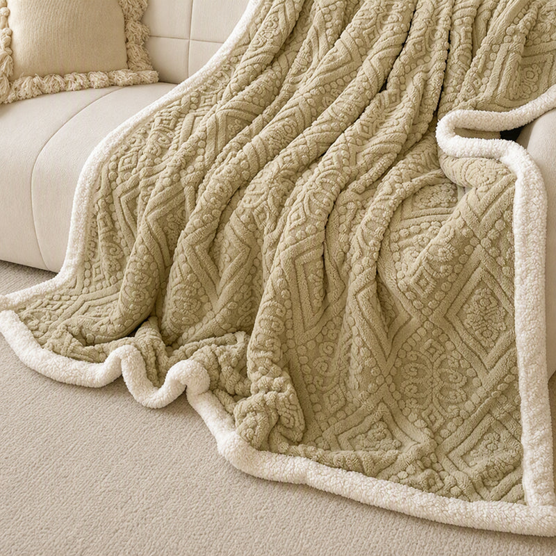 🔥 Nur für kurze Zeit 50 % Rabatt! ☁️ Dicke Kuscheldecke mit Prägemuster – Flauschige Lammflor-Decke für Sofa, Büro und Mittagsschlaf