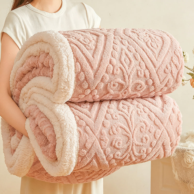 🔥 Nur für kurze Zeit 50 % Rabatt! ☁️ Dicke Kuscheldecke mit Prägemuster – Flauschige Lammflor-Decke für Sofa, Büro und Mittagsschlaf