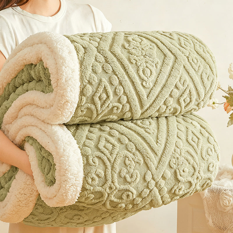 🔥 Nur für kurze Zeit 50 % Rabatt! ☁️ Dicke Kuscheldecke mit Prägemuster – Flauschige Lammflor-Decke für Sofa, Büro und Mittagsschlaf