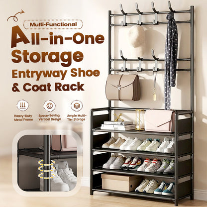🏠 Schuhregal mit Garderobe – 3-in-1 Flurmöbel, mehrstöckig & platzsparend, für Diele & Eingang