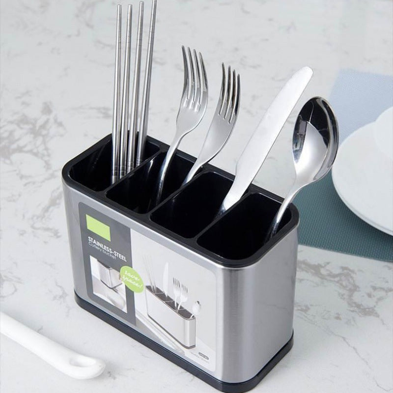 🍴 Edelstahl-Besteckhalter mit Abtropffunktion – Praktischer Küchen-Organizer für Löffel, Gabeln & Messer