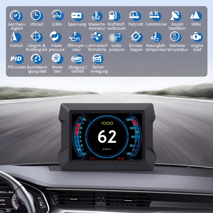 🚗 OBD2 Head-up-Display mit LCD – Fahrzeugdiagnose, Neigungsmesser & Fehlercode-Lesegerät
