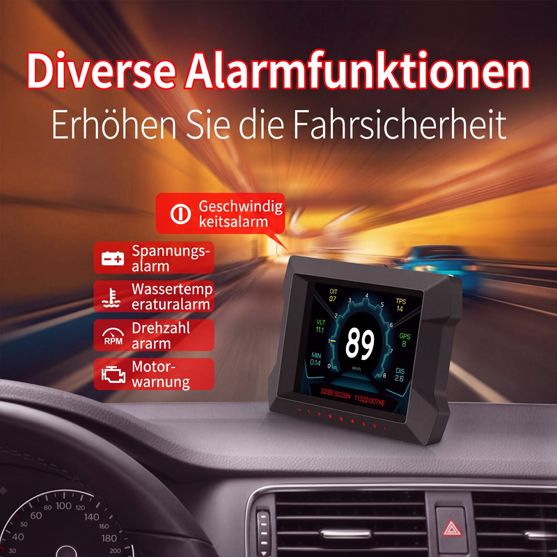 🚗 OBD2 Head-up-Display mit LCD – Fahrzeugdiagnose, Neigungsmesser & Fehlercode-Lesegerät