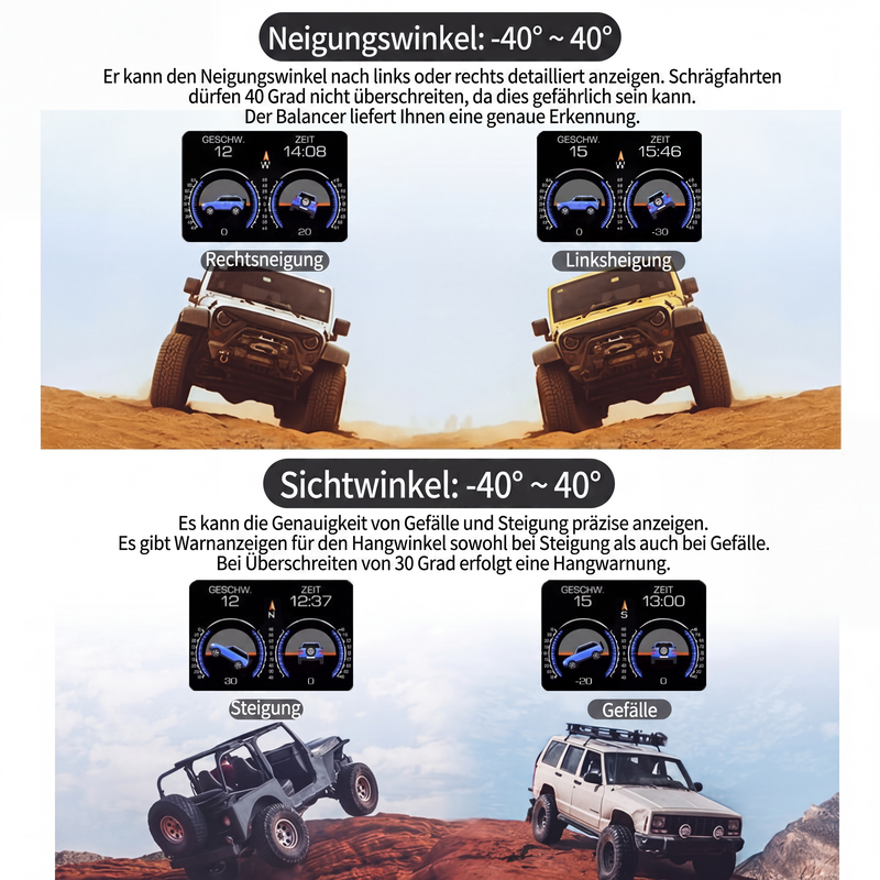🚗 OBD2 Head-up-Display mit LCD – Fahrzeugdiagnose, Neigungsmesser & Fehlercode-Lesegerät