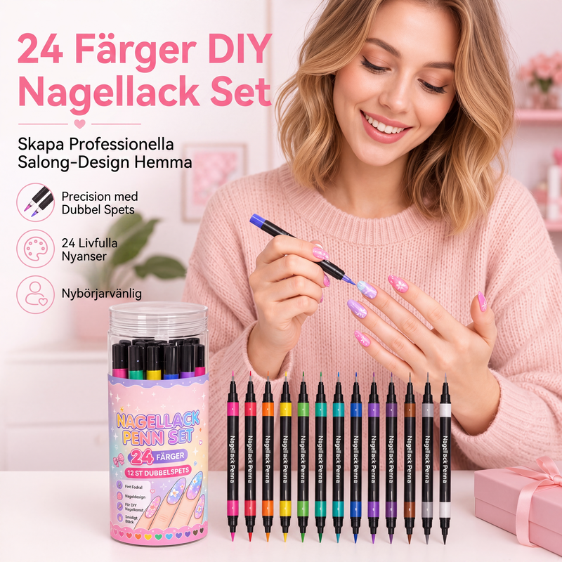 💅24-Farben-Nagelkunststifte, 12 doppelseitige Stifte mit zwei Spitzen