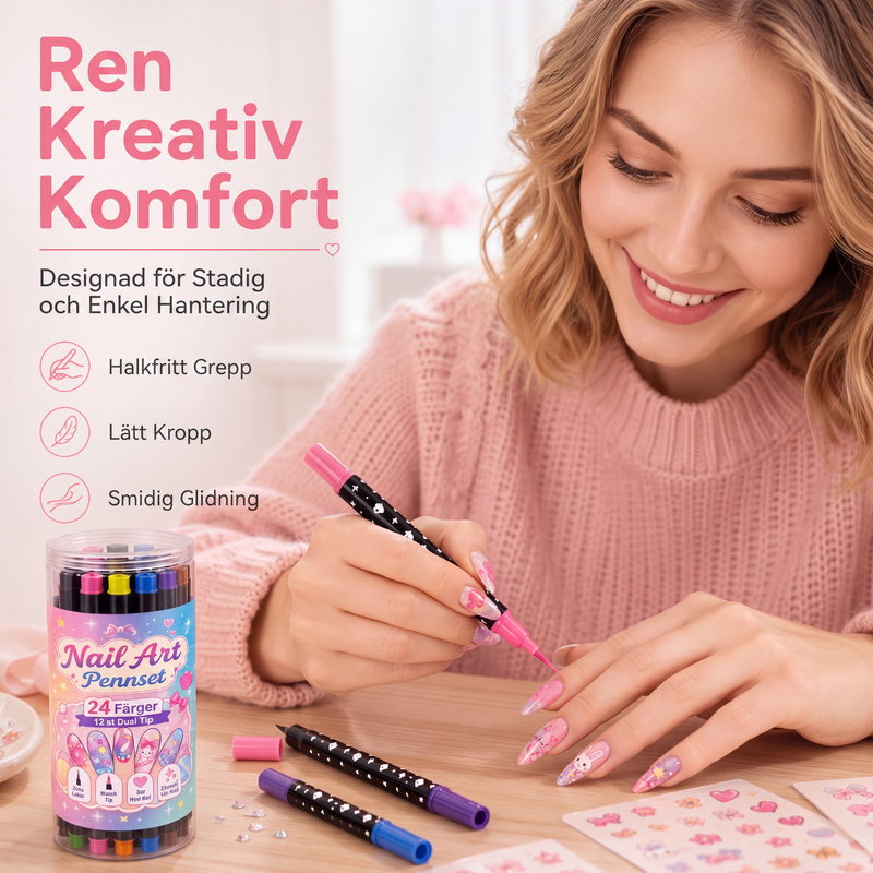 💅24-Farben-Nagelkunststifte, 12 doppelseitige Stifte mit zwei Spitzen