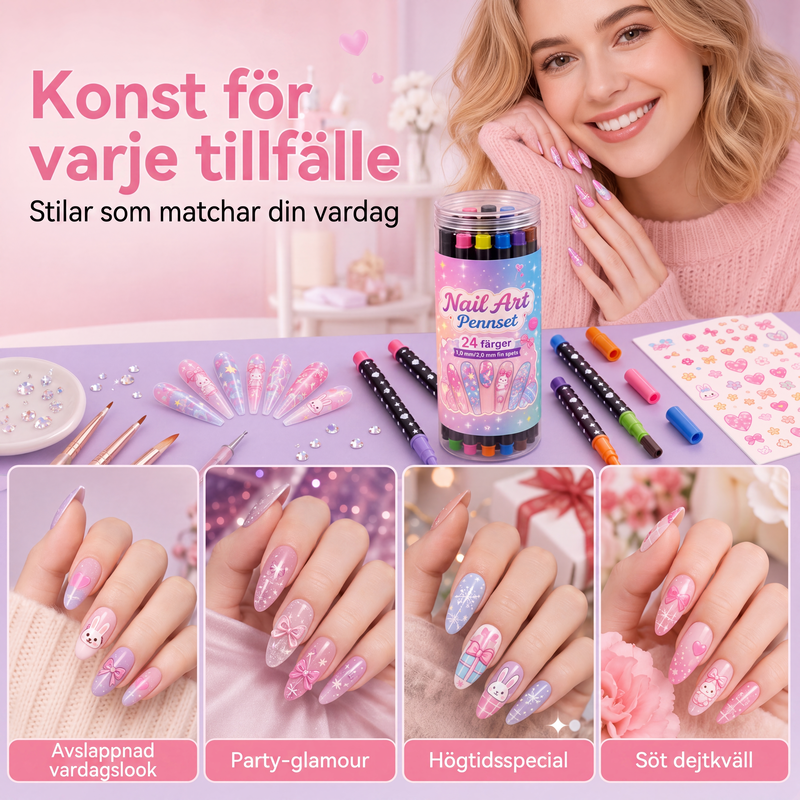 💅24-Farben-Nagelkunststifte, 12 doppelseitige Stifte mit zwei Spitzen