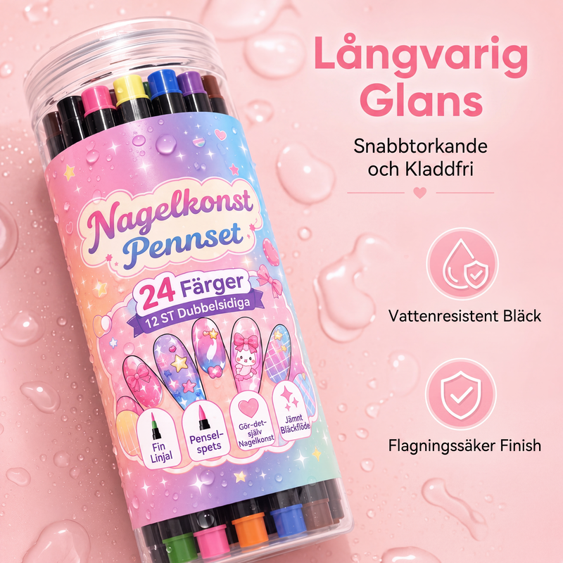 💅24-Farben-Nagelkunststifte, 12 doppelseitige Stifte mit zwei Spitzen
