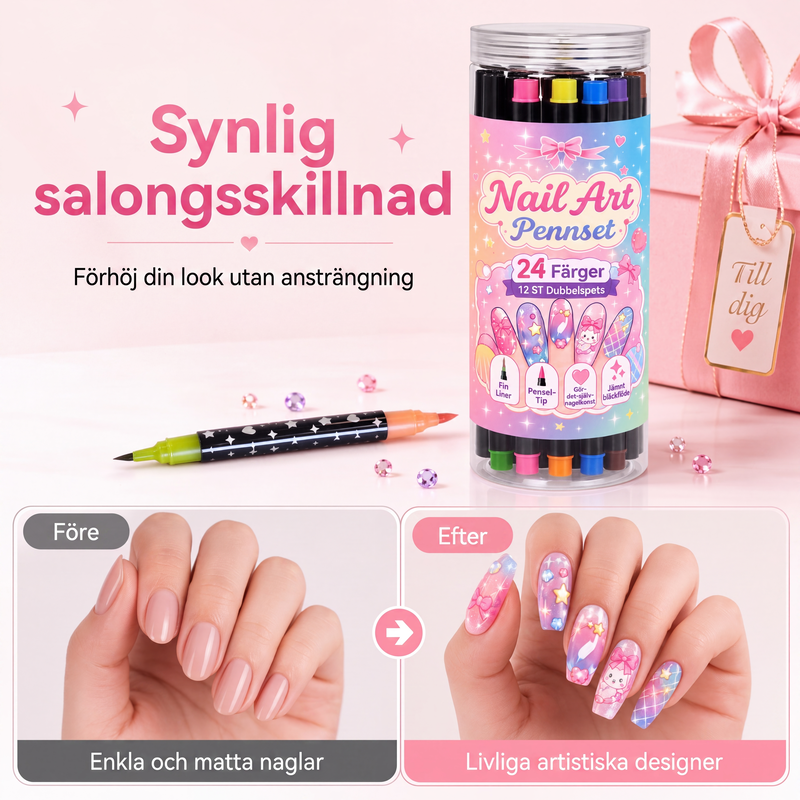 💅24-Farben-Nagelkunststifte, 12 doppelseitige Stifte mit zwei Spitzen