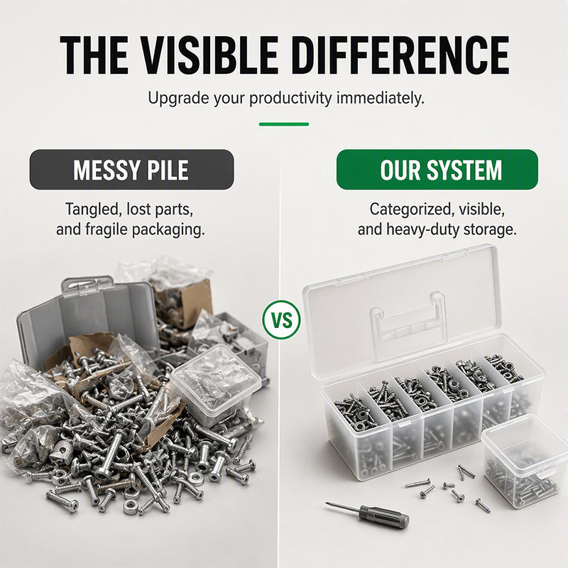 🔧 ZEITLICH BEGRENZT: 50 % RABATT! 🧰 Tragbare Aufbewahrungsbox für Kleinteile – Hochtransparentes Design, anpassbare Fächer und ergonomischer Griff – Bringen Sie Ordnung in Ihre Werkstatt ✨