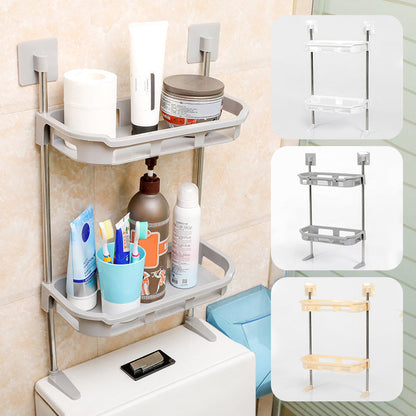 🔥 50 % Rabatt! 🚽 Mehrstöckiges Badezimmer-Regal ohne Bohren – Selbstklebender Organizer für WC, Bad & Küche