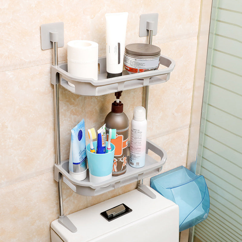 🔥 50 % Rabatt! 🚽 Mehrstöckiges Badezimmer-Regal ohne Bohren – Selbstklebender Organizer für WC, Bad & Küche