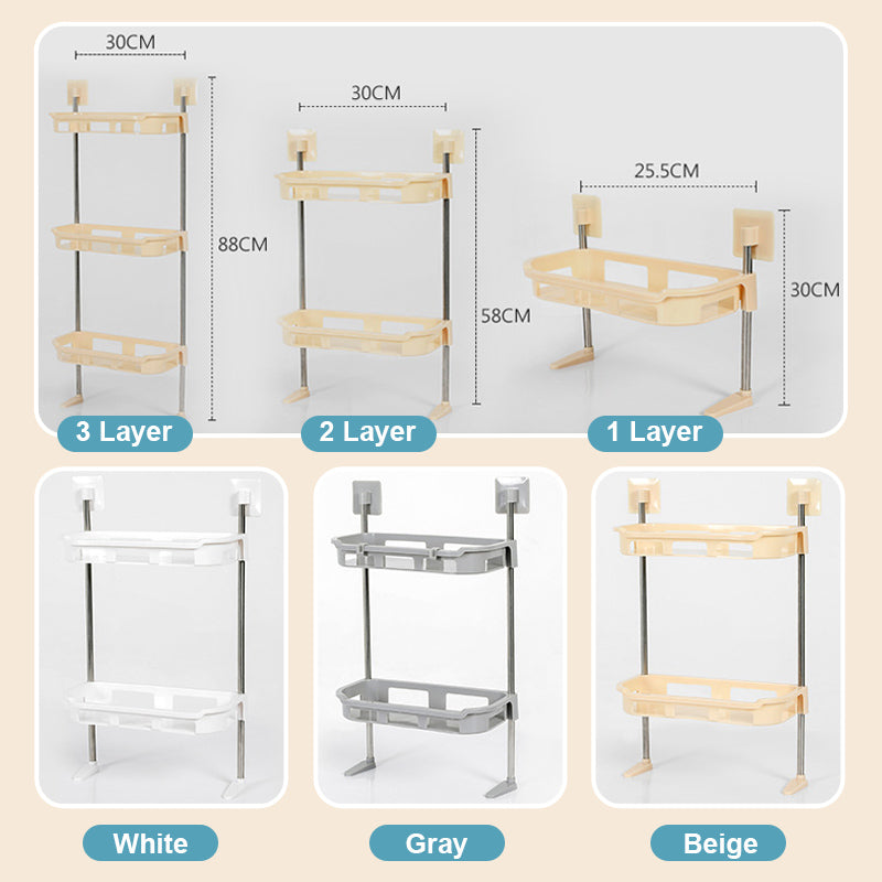 🔥 50 % Rabatt! 🚽 Mehrstöckiges Badezimmer-Regal ohne Bohren – Selbstklebender Organizer für WC, Bad & Küche