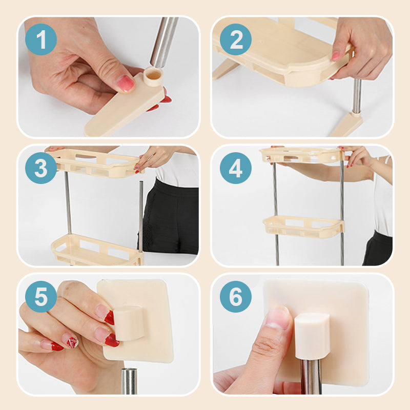 🔥 50 % Rabatt! 🚽 Mehrstöckiges Badezimmer-Regal ohne Bohren – Selbstklebender Organizer für WC, Bad & Küche