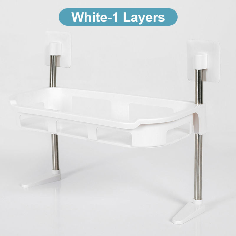 🔥 50 % Rabatt! 🚽 Mehrstöckiges Badezimmer-Regal ohne Bohren – Selbstklebender Organizer für WC, Bad & Küche