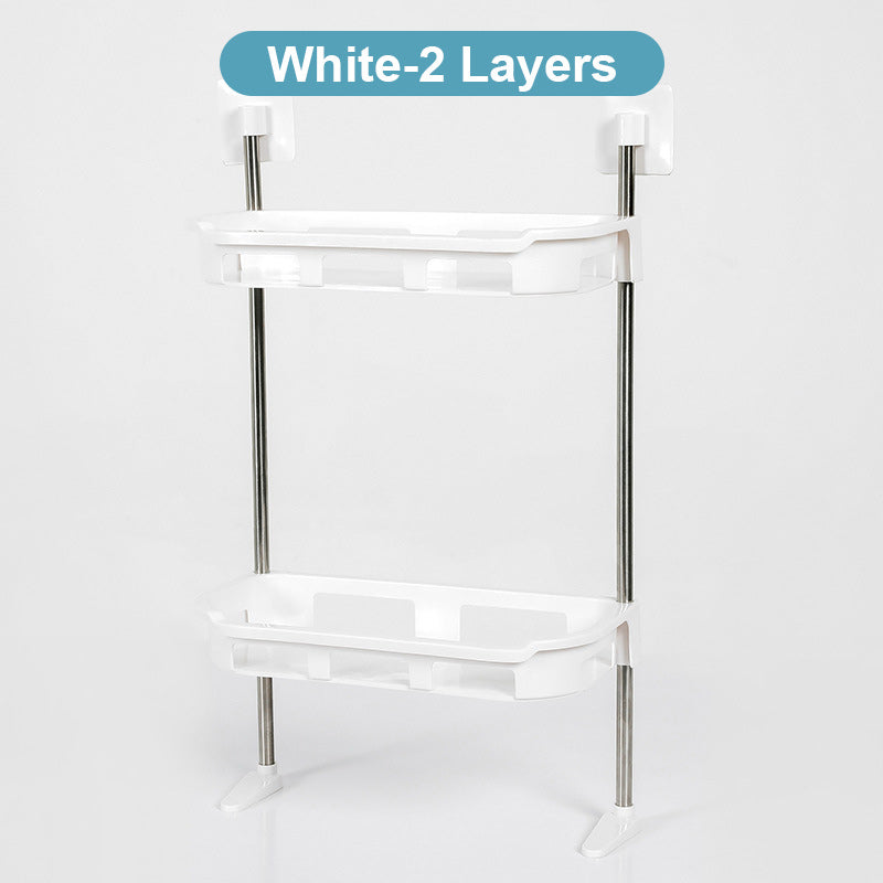 🔥 50 % Rabatt! 🚽 Mehrstöckiges Badezimmer-Regal ohne Bohren – Selbstklebender Organizer für WC, Bad & Küche
