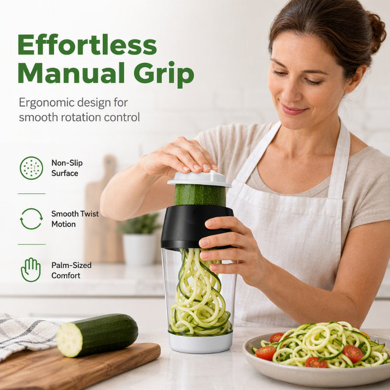 🔥 50 % Rabatt! 🥒 4-in-1 Gemüseschneider mit Aufbewahrungsbehälter – Verstellbarer Spiralschneider für Salate & Gemüse