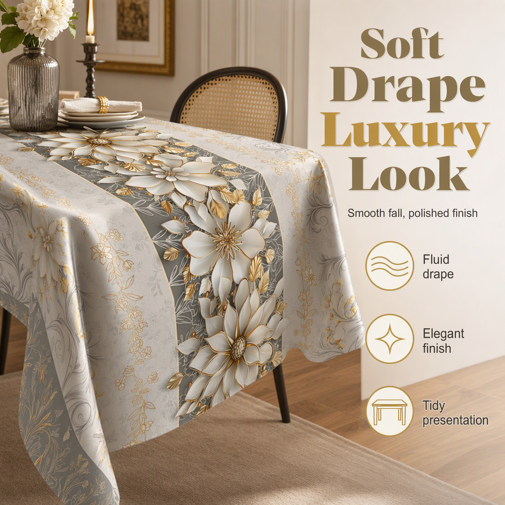 French Vintage Printed Floral Tablecloth