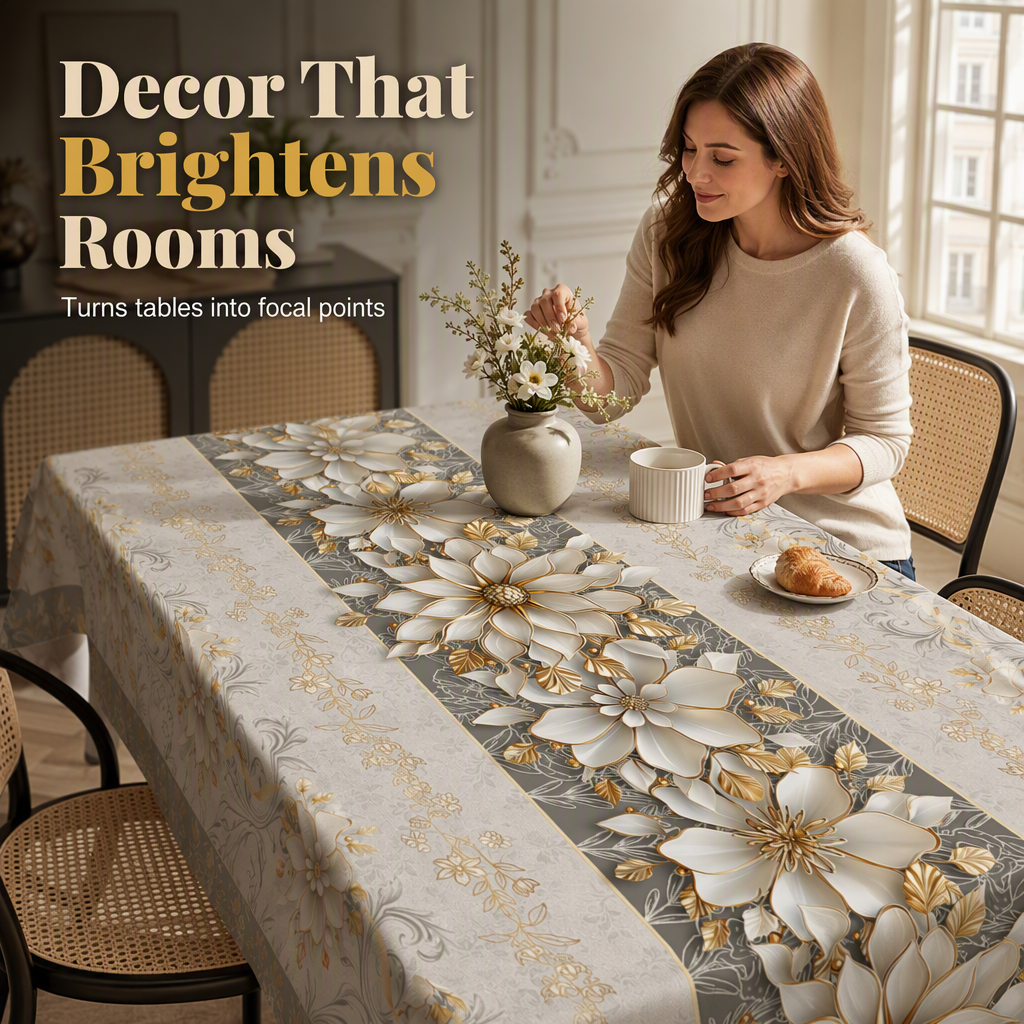French Vintage Printed Floral Tablecloth