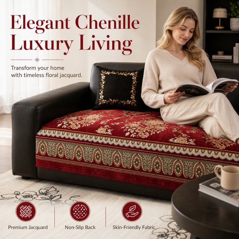 🔥 50 % Rabatt! 🌸 Vintage Chenille Sofaüberwurf mit Blumenmuster – Elegante Sofadecke für Wohnzimmer & Zuhause