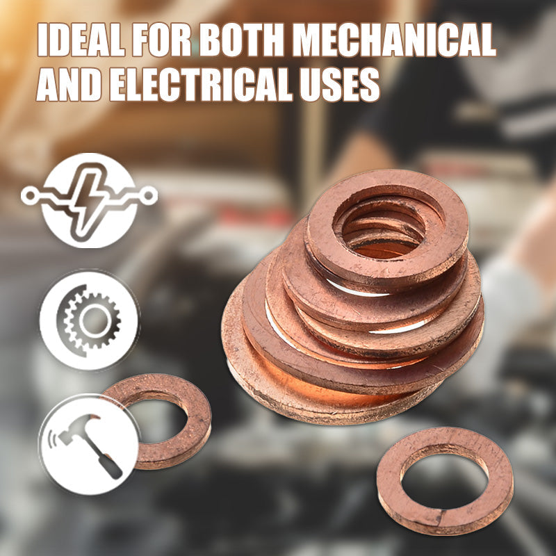 🔧 50 % Rabatt! 📀Kupfer-Unterlegscheiben Set – 100/200 Stück Dichtungsringe für Reparaturen & Werkstatt