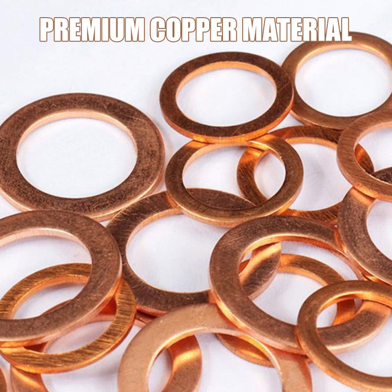 🔧 50 % Rabatt! 📀Kupfer-Unterlegscheiben Set – 100/200 Stück Dichtungsringe für Reparaturen & Werkstatt