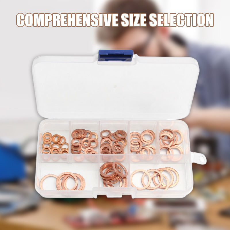 🔧 50 % Rabatt! 📀Kupfer-Unterlegscheiben Set – 100/200 Stück Dichtungsringe für Reparaturen & Werkstatt