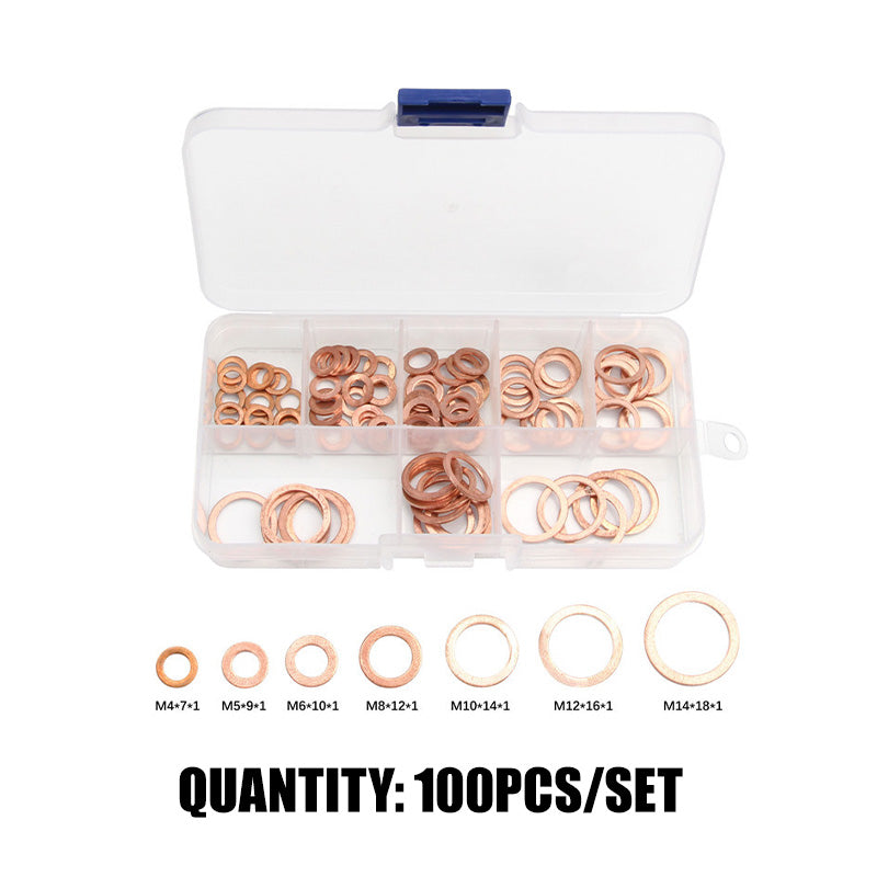 🔧 50 % Rabatt! 📀Kupfer-Unterlegscheiben Set – 100/200 Stück Dichtungsringe für Reparaturen & Werkstatt