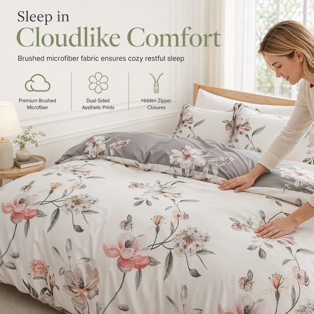 🔥 50 % Rabatt! 🌸 Ganzjährige Bettwäsche mit Blumenmuster – Weiches Bettwäsche-Set für ein gemütliches Schlafzimmer