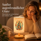 Holztischlampe mit Jungfrau-Maria-Muster
