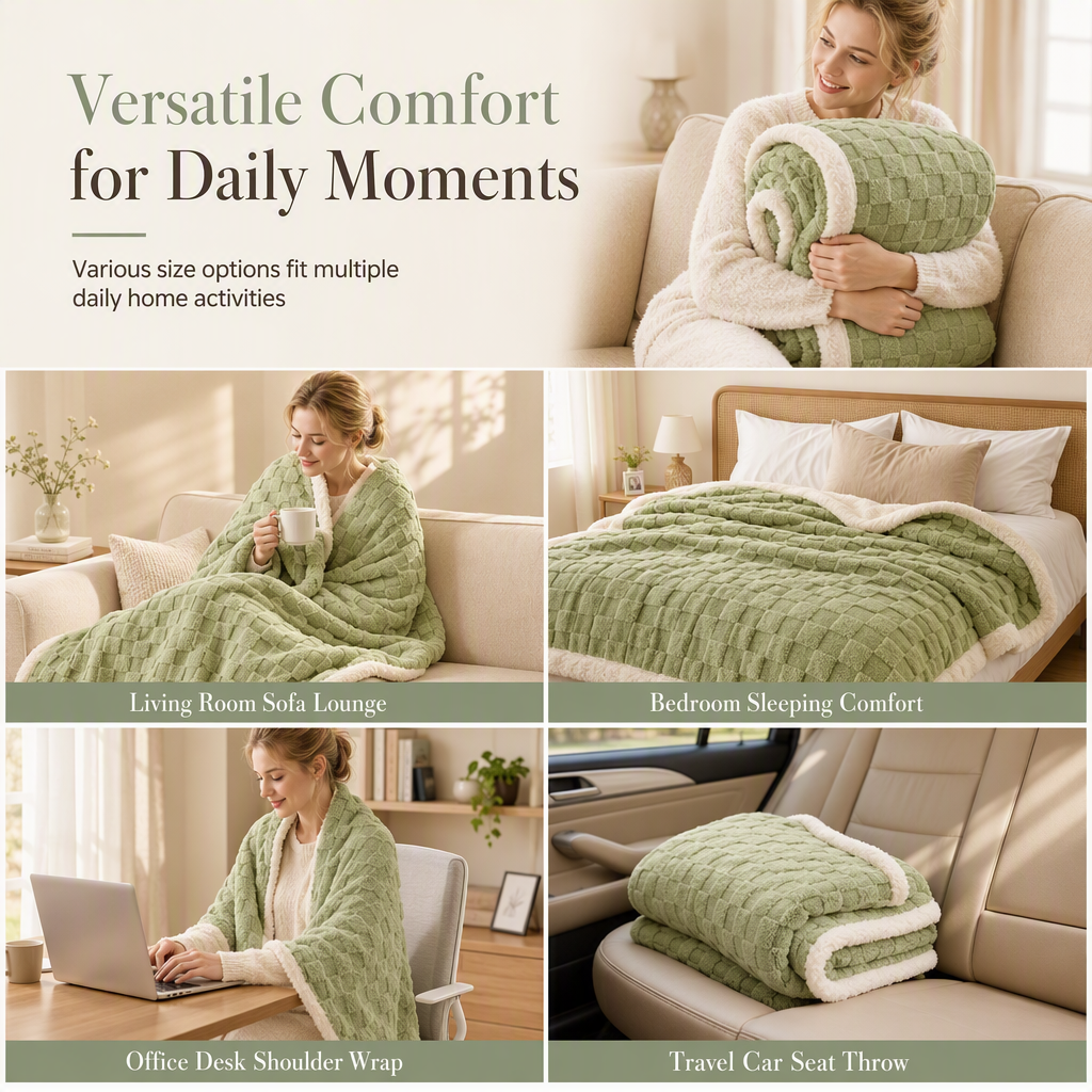 🧸 50 % Rabatt! Doppelseitige Sherpa-Fleece Kuscheldecke – Extra warme & weiche Wohndecke für Sofa, Bett und Zuhause