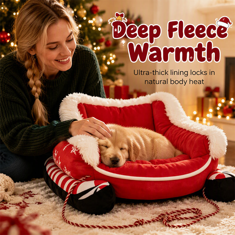 🎄 50 % Rabatt! Kuscheliges Katzen- & Hundebett im Weihnachtsdesign – Warmes Wolkenbett für gemütliche Ruheplätze