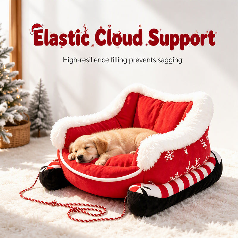 🎄 50 % Rabatt! Kuscheliges Katzen- & Hundebett im Weihnachtsdesign – Warmes Wolkenbett für gemütliche Ruheplätze