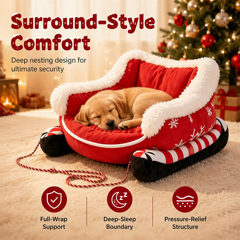 🎄 50 % Rabatt! Kuscheliges Katzen- & Hundebett im Weihnachtsdesign – Warmes Wolkenbett für gemütliche Ruheplätze