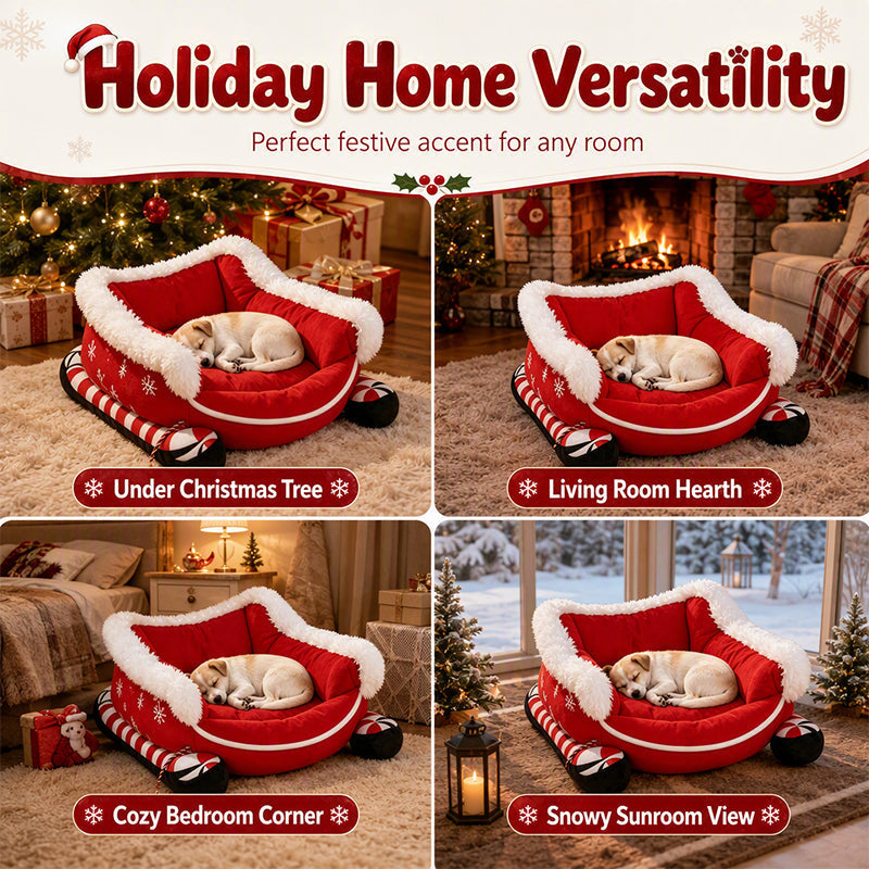🎄 50 % Rabatt! Kuscheliges Katzen- & Hundebett im Weihnachtsdesign – Warmes Wolkenbett für gemütliche Ruheplätze