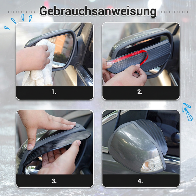 🚗 50% RABATT! 🌧️ Regenabweiser für Seitenspiegel – 2 Stück, wetterfest & einfach montiert ✨