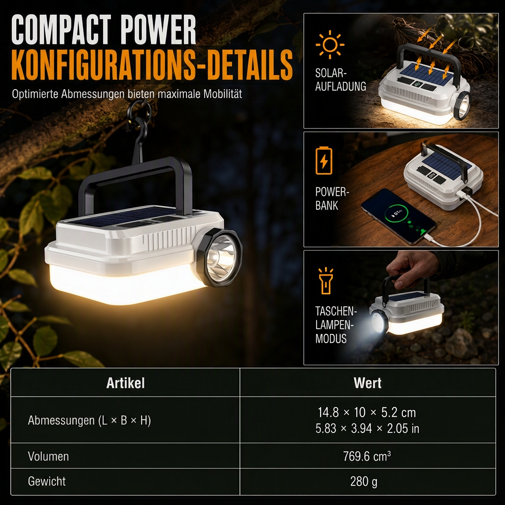 🏕️ 50% RABATT! 🔦 Solar-Campinglampe – Wiederaufladbar & lange Akkulaufzeit ✨