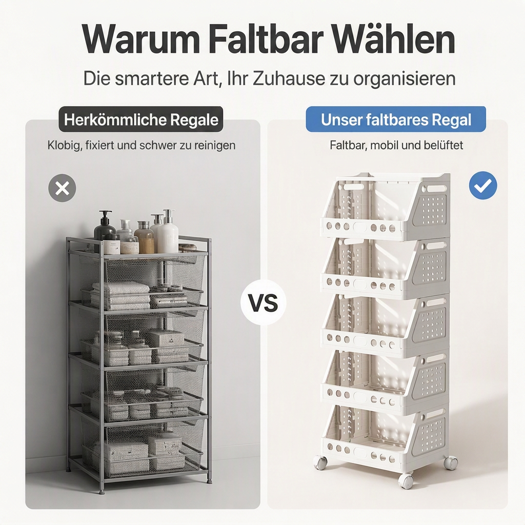 📢📢 JETZT 50 % RABATT!! ⏰Mehrstufiger faltbarer Aufbewahrungsorganizer mit Rollen