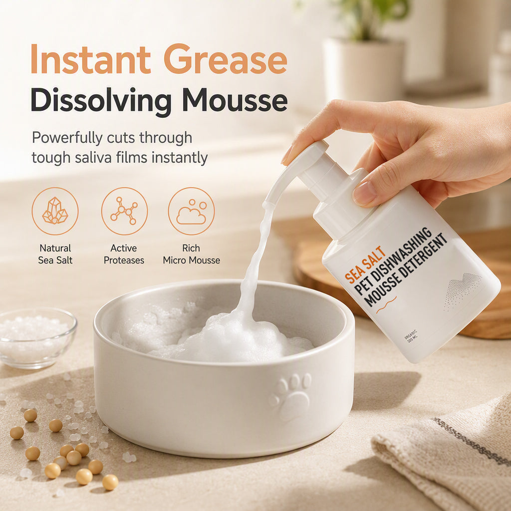 🧼 50 % Rabatt! Reinigungsschaum für Haustiernäpfe – Mit Meersalz & Reinigungsschwamm 🐾