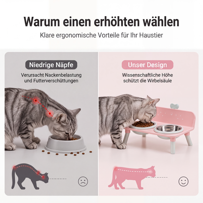🐶 50 % Rabatt! Höhenverstellbarer Doppelnapf für Hunde & Katzen – Abnehmbare Futternäpfe mit stabilem Napfständer