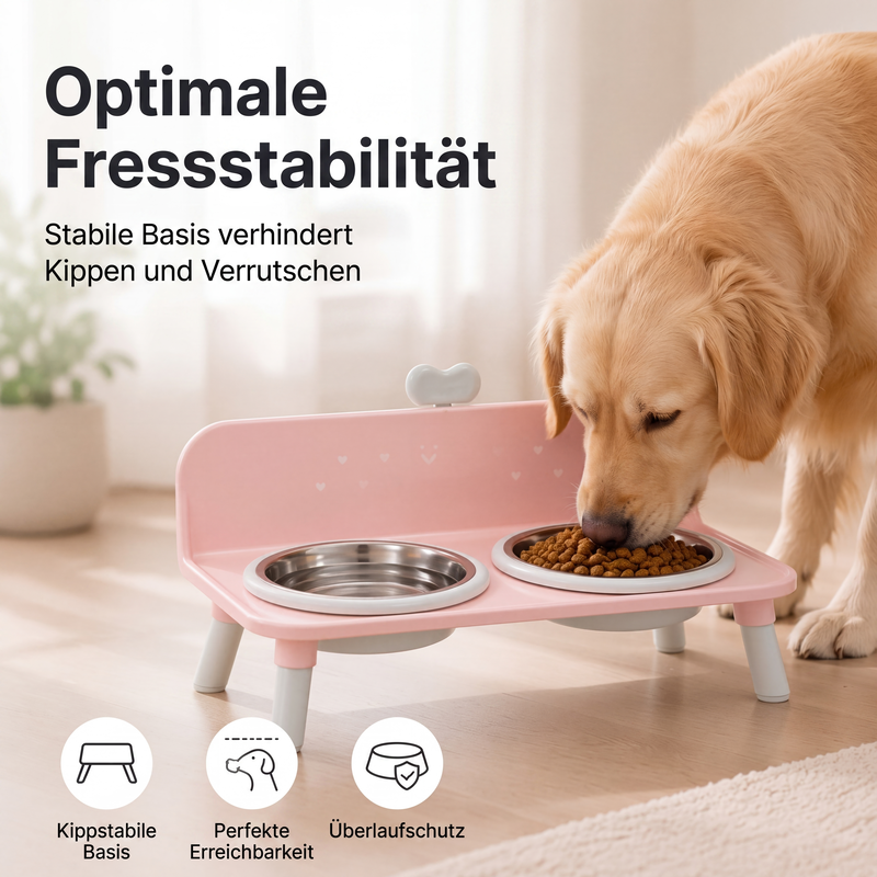 🐶 50 % Rabatt! Höhenverstellbarer Doppelnapf für Hunde & Katzen – Abnehmbare Futternäpfe mit stabilem Napfständer