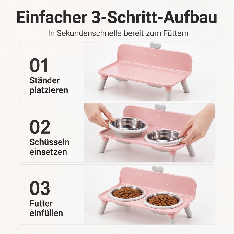 🐶 50 % Rabatt! Höhenverstellbarer Doppelnapf für Hunde & Katzen – Abnehmbare Futternäpfe mit stabilem Napfständer