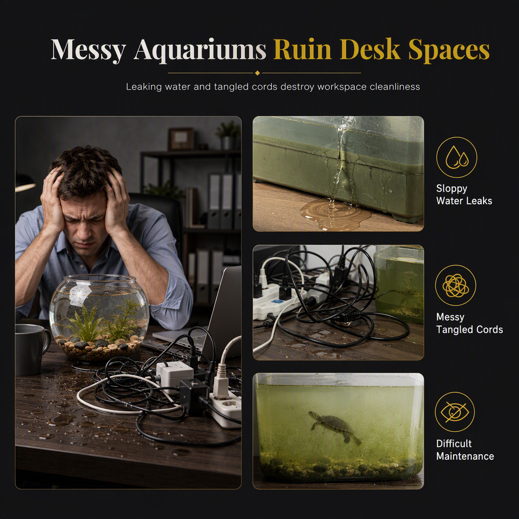 🐟 50 % Rabatt! 🌿Transparentes Mini-Aquarium mit Deckel – Dekorativer Fischbehälter für Wohnzimmer, Büro & Zuhause